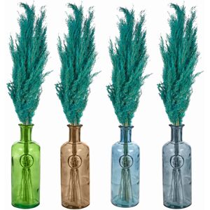 URBN Living (Clear, Green) 20cm Recycled Glass Vase + Wild Pampas Reed Stems URBN Living (Clear, Green) 20cm Recycled Glass Vase + Wild Pampas Reed Stems