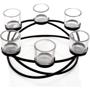 WIDDOP and Co. 6 Tealight Candle Holder Black Metal Table Wreath 31cm Contemporary Home Decor WIDDOP and Co. 6 Tealight Candle Holder Black Metal Table Wreath 31cm Contemporary Home Decor