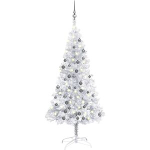 vidaXL Artificial Pre-lit Christmas Tree with Ball Set Xmas Tree Silver PET vidaXL Artificial Pre-lit Christmas Tree with Ball Set Xmas Tree Silver PET