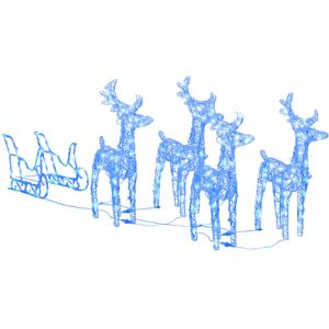 vidaXL Reindeers & Sleigh Christmas Decoration 280x28x55 cm Acrylic Ornaments vidaXL Reindeers & Sleigh Christmas Decoration 280x28x55 cm Acrylic Ornaments