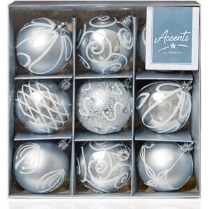 Christmas-Direct 60mm Silver Christmas Baubles 9 Assorted Shatterproof Tree Decorations Christmas-Direct 60mm Silver Christmas Baubles 9 Assorted Shatterproof Tree Decorations
