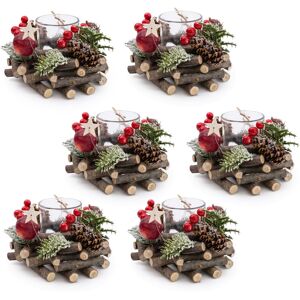 Carousel Home Set Of 6 Traditional Pinecone & Berries Christmas Wreath Tealight Candle Holder Carousel Home Set Of 6 Traditional Pinecone & Berries Christmas Wreath Tealight Candle Holder