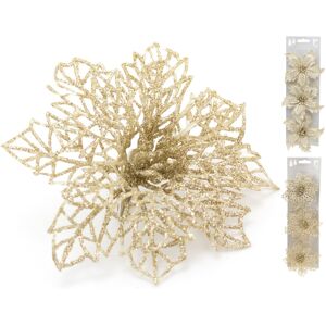 Carousel Home Pack Of 2 Champagne Gold Christmas Tree Flower Decorations Glitter Poinsettia Carousel Home Pack Of 2 Champagne Gold Christmas Tree Flower Decorations Glitter Poinsettia