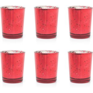 Carousel Home Pack Of 6 Red Speckled Tealight Holder Red Mercury Effect Glass Tealight Holde Carousel Home Pack Of 6 Red Speckled Tealight Holder Red Mercury Effect Glass Tealight Holde