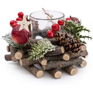 Carousel Home Traditional Pinecone & Berries Wooden Christmas Wreath Tealight Candle Holder Carousel Home Traditional Pinecone & Berries Wooden Christmas Wreath Tealight Candle Holder