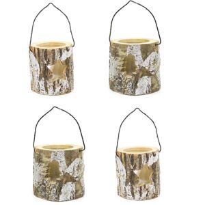 Carousel Home Pack Of 4 Tree Log Christmas Tealight Candle Holders Rustic Tea Light Lanterns Carousel Home Pack Of 4 Tree Log Christmas Tealight Candle Holders Rustic Tea Light Lanterns