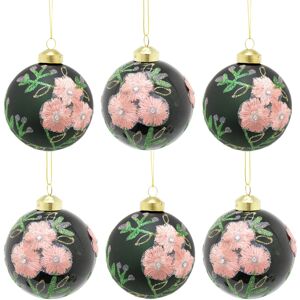 Carousel Set of 6 Floral Christmas Tree Baubles Christmas Tree Hanging Ornaments Carousel Set of 6 Floral Christmas Tree Baubles Christmas Tree Hanging Ornaments