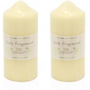 Carousel Home Set Of 2 Over-dipped Vanilla Fragranced Pillar Candle 100 Hour Cream Wax Churc Carousel Home Set Of 2 Over-dipped Vanilla Fragranced Pillar Candle 100 Hour Cream Wax Churc