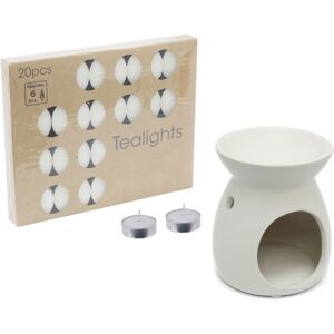Carousel Home White Ceramic Fragrance Oil Burner With Pack Of 20 White Ivory Tealight Candles Carousel Home White Ceramic Fragrance Oil Burner With Pack Of 20 White Ivory Tealight Candles