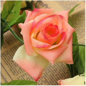 GreenZech (Rose pink) 2.4m Artificial Plastic Rose Flower Green Leaves Garland Home Garden GreenZech (Rose pink) 2.4m Artificial Plastic Rose Flower Green Leaves Garland Home Garden