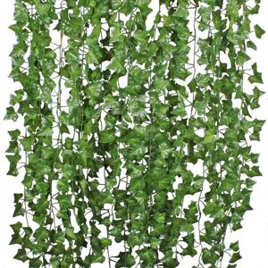 GreenZech 12pcs Artificial Greenery Vine Ivy Leaves Garland Hanging Wedding Party Garden D GreenZech 12pcs Artificial Greenery Vine Ivy Leaves Garland Hanging Wedding Party Garden D