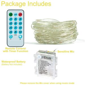 GreenZech (White, 5m 50LEDS) 32.8ft Christmas Decorative LED String Lights Sound Activated GreenZech (White, 5m 50LEDS) 32.8ft Christmas Decorative LED String Lights Sound Activated