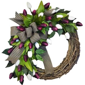 YETP STAR Spring Tulip Wreath Year Round Door Hanging Flower Wreath for Window Wedding YETP STAR Spring Tulip Wreath Year Round Door Hanging Flower Wreath for Window Wedding