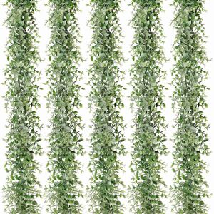 Exogio 5 Packs 30Ft Artificial Eucalyptus Garlands Greenery Vines Faux Hanging Plants f Exogio 5 Packs 30Ft Artificial Eucalyptus Garlands Greenery Vines Faux Hanging Plants f