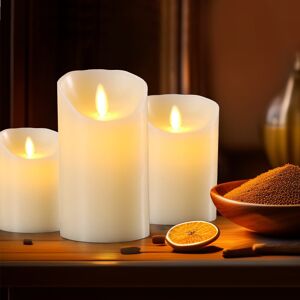 Janoon Ltd Set of 3 LED Flameless Pillar Candles Flickering Battery Operated With Remote Janoon Ltd Set of 3 LED Flameless Pillar Candles Flickering Battery Operated With Remote