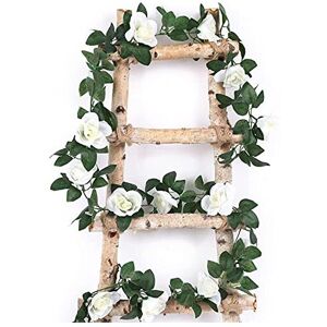 WENHUAZAI 2-Pack White Artificial Rose Garlands - 8.2ft Hanging Rose Vines for DIY Wreaths WENHUAZAI 2-Pack White Artificial Rose Garlands - 8.2ft Hanging Rose Vines for DIY Wreaths