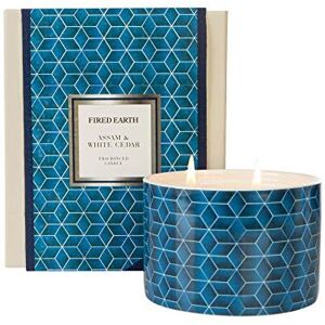 Wax Lyrical Fired Earth Large Ceramic Candle, Assam & White Cedar, Up to 35 Hour Burn time Wax Lyrical Fired Earth Large Ceramic Candle, Assam & White Cedar, Up to 35 Hour Burn time