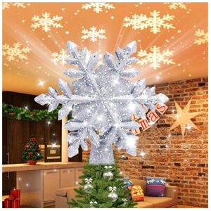 winwin (Snowflake) Christmas Tree Topper Projector LED Star Tree Topper Light Xmas Deco winwin (Snowflake) Christmas Tree Topper Projector LED Star Tree Topper Light Xmas Deco