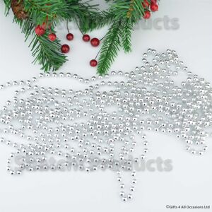 SHATCHI (Silver) 24ft Hanging Bead Garland Christmas Tree Decorations Xmas Party Tinsel SHATCHI (Silver) 24ft Hanging Bead Garland Christmas Tree Decorations Xmas Party Tinsel