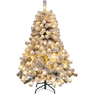 Costway 4.5FT Pre-Lit Flocked Christmas Tree Snowy Xmas Tree w/ 150 LED Lights Costway 4.5FT Pre-Lit Flocked Christmas Tree Snowy Xmas Tree w/ 150 LED Lights