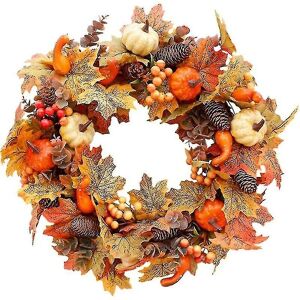 Unbranded Artificial Fall Wreath With Pumpkin Bell And Berries For Halloween Unbranded Artificial Fall Wreath With Pumpkin Bell And Berries For Halloween