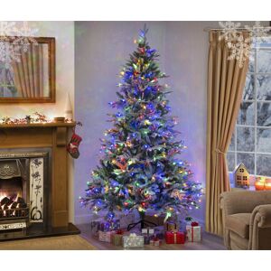 Garden Store Direct (210cm (7ft)) Snow Covered Christmas Tree Luxury Lapland Fir - PRELIT MULTICOLOU Garden Store Direct (210cm (7ft)) Snow Covered Christmas Tree Luxury Lapland Fir - PRELIT MULTICOLOU