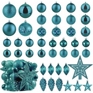 Premzo (Teal Blue) Xmas Tree Decorative Bauble Set Shatterproof Balls Star Ornaments Ch Premzo (Teal Blue) Xmas Tree Decorative Bauble Set Shatterproof Balls Star Ornaments Ch