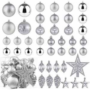 Premzo (Silver) Xmas Tree Decorative Bauble Set Shatterproof Balls Star Ornaments Chris Premzo (Silver) Xmas Tree Decorative Bauble Set Shatterproof Balls Star Ornaments Chris