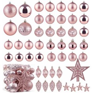 Premzo (Baby Pink) Xmas Tree Decorative Bauble Set Shatterproof Balls Star Ornaments Ch Premzo (Baby Pink) Xmas Tree Decorative Bauble Set Shatterproof Balls Star Ornaments Ch