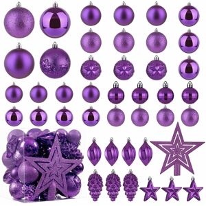 Premzo (Purple) Xmas Tree Decorative Bauble Set Shatterproof Balls Star Ornaments Chris Premzo (Purple) Xmas Tree Decorative Bauble Set Shatterproof Balls Star Ornaments Chris