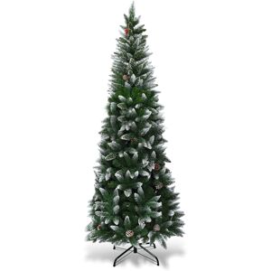 Costway 7.5FT Snow Flocked Pencil Christmas Tree Xmas Holiday Decoration Costway 7.5FT Snow Flocked Pencil Christmas Tree Xmas Holiday Decoration