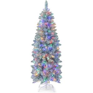 Casart 5FT Pre-Lit Christmas Tree Hinged Pencil Xmas Tree W/ 190 LED Lights Casart 5FT Pre-Lit Christmas Tree Hinged Pencil Xmas Tree W/ 190 LED Lights
