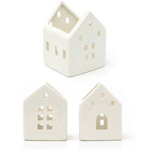 Carousel Elegant Ceramic All-White House Tealight Holder for Christmas - Xmas Votive Cand Carousel Elegant Ceramic All-White House Tealight Holder for Christmas - Xmas Votive Cand
