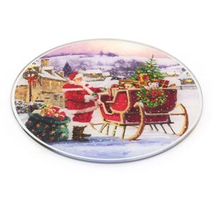 Carousel Santa Christmas Candle Plate Festive Round Glass Candle Holder Stand Candles Carousel Santa Christmas Candle Plate Festive Round Glass Candle Holder Stand Candles