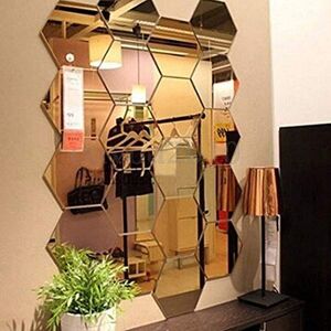 Unbranded 12 Pack Acrylic Hexagon Mirror Wall Stickers - Home Decor For Living Room (gold) Unbranded 12 Pack Acrylic Hexagon Mirror Wall Stickers - Home Decor For Living Room (gold)