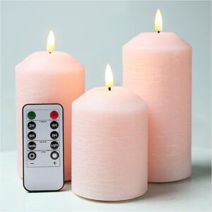 Eywamage Store Blush Pink Flameless Pillar Candles with Remote, Flickering Real Wax LED Battery Eywamage Store Blush Pink Flameless Pillar Candles with Remote, Flickering Real Wax LED Battery