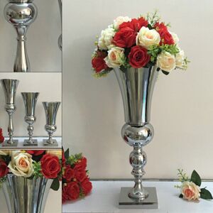 CLOSKYE (500MM) 40/50/60CM Stunning Silver Iron Luxury Flower Vase Urn Wedding Home Tabl CLOSKYE (500MM) 40/50/60CM Stunning Silver Iron Luxury Flower Vase Urn Wedding Home Tabl
