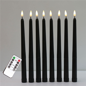 Exogio 12Pcs Flameless Black Taper Candles Flickering with 10-Key Remote Timer, Operate Exogio 12Pcs Flameless Black Taper Candles Flickering with 10-Key Remote Timer, Operate