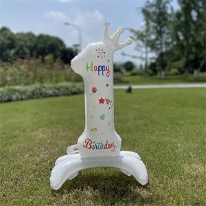 BGHONE (Number1) White Number 0-9 Balloon - Happy Birthday Party Decoration /White Wome BGHONE (Number1) White Number 0-9 Balloon - Happy Birthday Party Decoration /White Wome