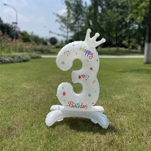 BGHONE (Number3) White Number 0-9 Balloon - Happy Birthday Party Decoration /White Wome BGHONE (Number3) White Number 0-9 Balloon - Happy Birthday Party Decoration /White Wome