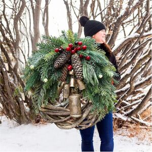 Unbranded Farmhouse Christmas Wreaths For Front Door, 14 Inch Rattan Wreaths For Decoratin Unbranded Farmhouse Christmas Wreaths For Front Door, 14 Inch Rattan Wreaths For Decoratin
