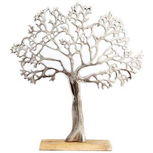 Carousel Home and Gifts Silver Metal Tree Decorative Ornament On Wooden Base - L Carousel Home and Gifts Silver Metal Tree Decorative Ornament On Wooden Base - L