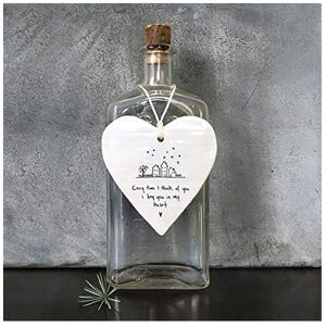 East of India Porcelain Hanging Heart 'Every time I think of you I hug you in my East of India Porcelain Hanging Heart 'Every time I think of you I hug you in my