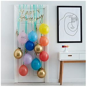 Ginger Ray Bright Rainbow and Gold Foil Happy Birthday Balloon, Streamer and Bunting Door C Ginger Ray Bright Rainbow and Gold Foil Happy Birthday Balloon, Streamer and Bunting Door C