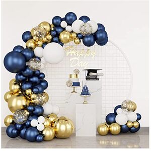 Waksox 174Pcs Navy Blue Balloons Garland Arch Kit, Metallic Gold Latex White Confetti B Waksox 174Pcs Navy Blue Balloons Garland Arch Kit, Metallic Gold Latex White Confetti B