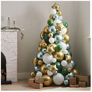 Ginger Ray Green Gold And White Balloon Christmas Tree 114 Balloons per pack Ginger Ray Green Gold And White Balloon Christmas Tree 114 Balloons per pack