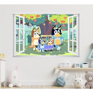 FYMNSI Bluey 3D Window Wall Sticker Decal Home Decor Mural Wall Art--Huge: 90x60 cm FYMNSI Bluey 3D Window Wall Sticker Decal Home Decor Mural Wall Art--Huge: 90x60 cm