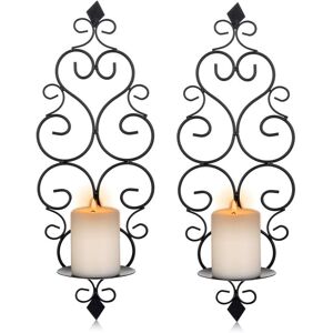 Sziqiqi Iron Wall Candle Sconce Holder Set of 2 Hanging Wall Mounted Pillar Candle Sconc Sziqiqi Iron Wall Candle Sconce Holder Set of 2 Hanging Wall Mounted Pillar Candle Sconc