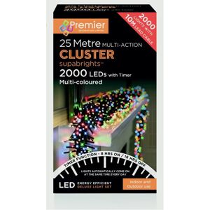 Premier - 2000 LED Multi Action Supabrights Cluster Lights With Timer - Multi/Gr Premier - 2000 LED Multi Action Supabrights Cluster Lights With Timer - Multi/Gr