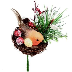 Premier Robin In A Nest Pick Christmas Decoration Premier Robin In A Nest Pick Christmas Decoration